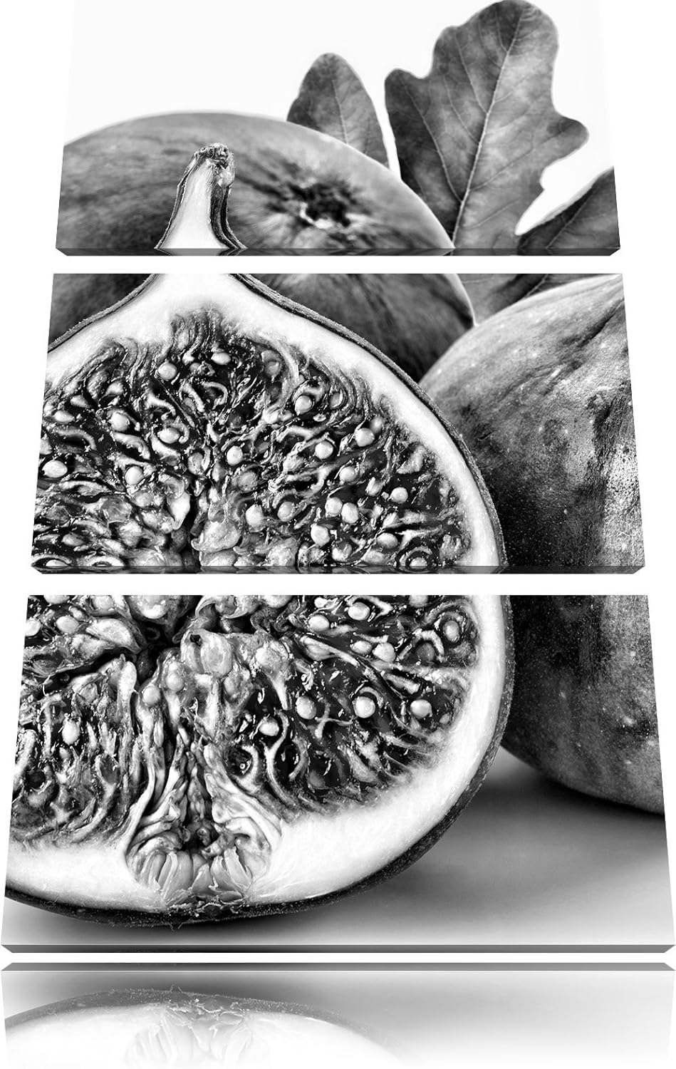 Pixxprint Monocrome, aufgeschnittene Feige 3-Teiler Leinwandbild 120x80 Bild auf Leinwand