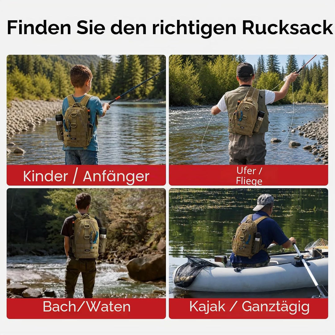 Piscifun Angelausrüstungs-Rucksack mit Ruten- und Ausrüstungshalter, leicht, wasserabweisend, Angel-