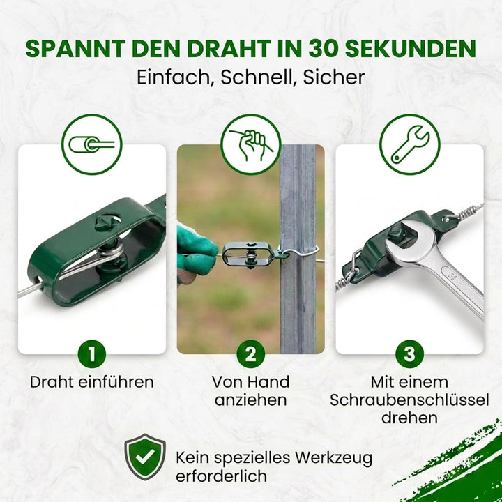Drahtspanner Maschendrahtzaun Zaunspanner aus Metall, Robuste Spannschlösser für Spanndraht und Zaun