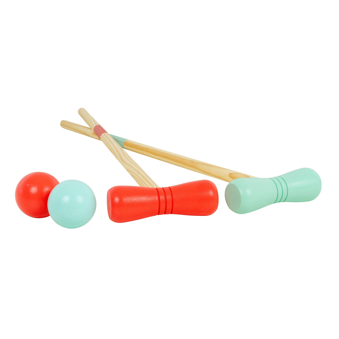TP Toys Wooden Croquet Set FSC Certified 2-4 Player Outdoor Garden Game for Kids 3+ with Mallets, Ba
