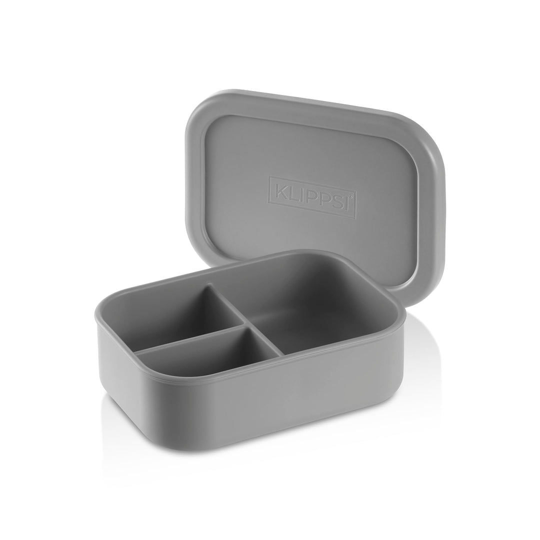 Lunchbox Medium-3 Fächer Brotdose Vorratsdosen aus Platin Silikon reissfest, hitze-kältebeständig, a