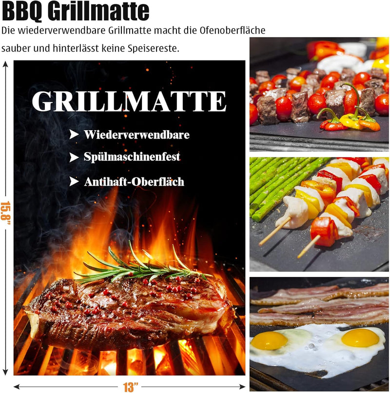 Grilliance BBQ Grillbesteck Set 30 Grillzubehör aus Hochwertiger Edelstahl Grillzange Grillspachtel