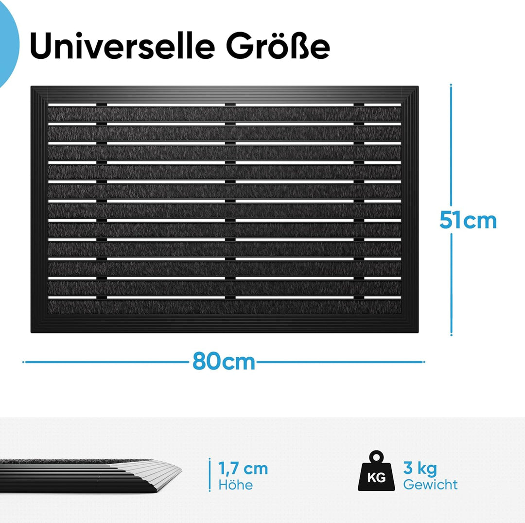 Fussmatte Aussen Mit Aluminiumrahmen Schwarz, 50x80 cm - Türmatte Für Aussenbereich, Fussabtreter, S
