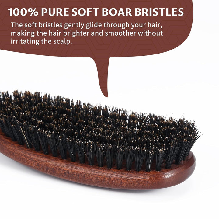 BESTOOL Haarbürste, Wildschweinborsten Bürste für Damen Herren, Naturborsten Bürste für dünnes, fein