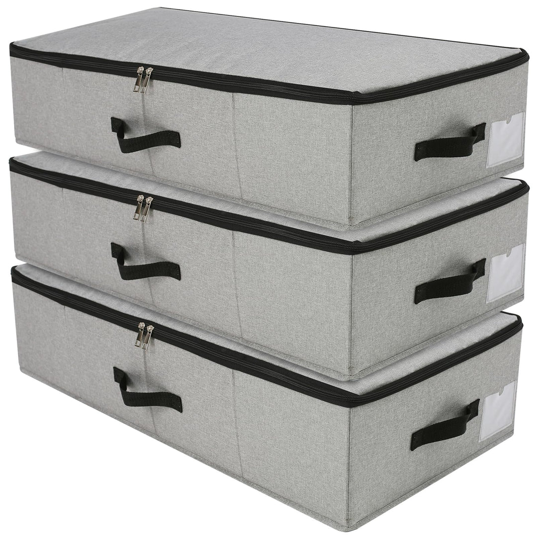 Unterbettkommode 3 Stück mit Verstärkten Griff, Unterbett Aufbewahrungsbox für Bettdecken Kleidung K