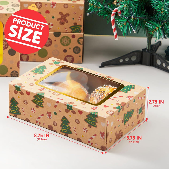 JOYIN 12 Stück folierte Weihnachts-Plätzchenboxen mit Fenster, Leckerli-Boxen für Donut und Kekse, b