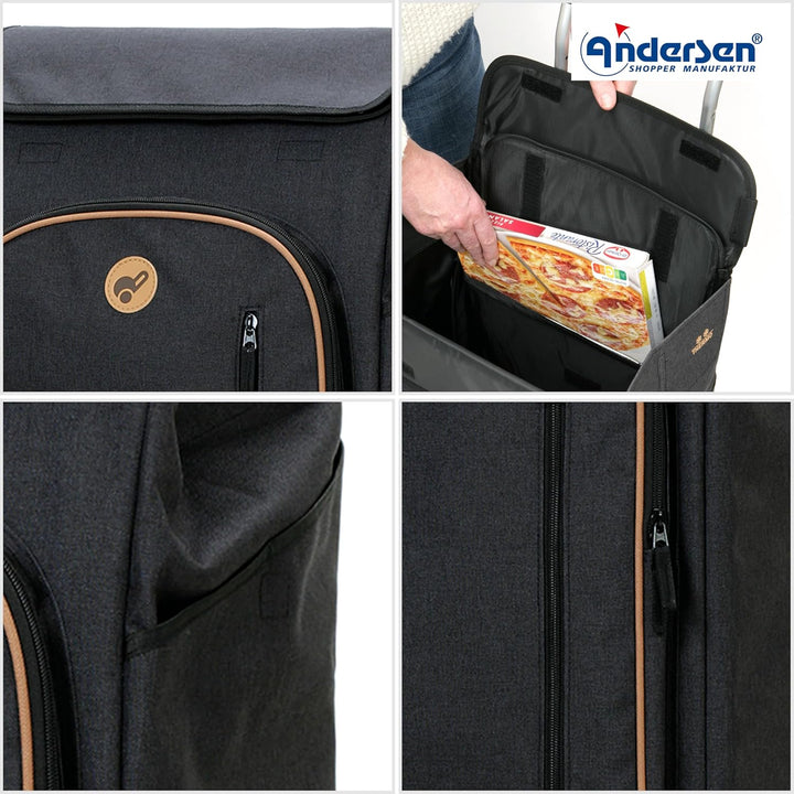 Andersen Einkaufstrolley - klappbar - 61 Liter - Treppensteiger - mit Kühlfach - Aufhängung für Eink