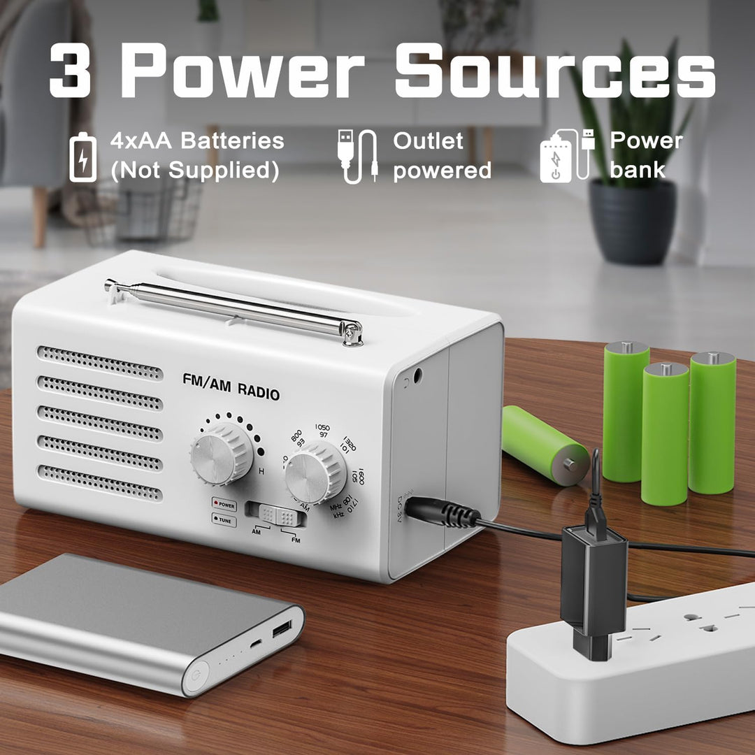 Tragbares Radio Batteriebetrieben FM/AM/UKW, Transistorradio unterstützt USB-Stromversorgung/Batteri