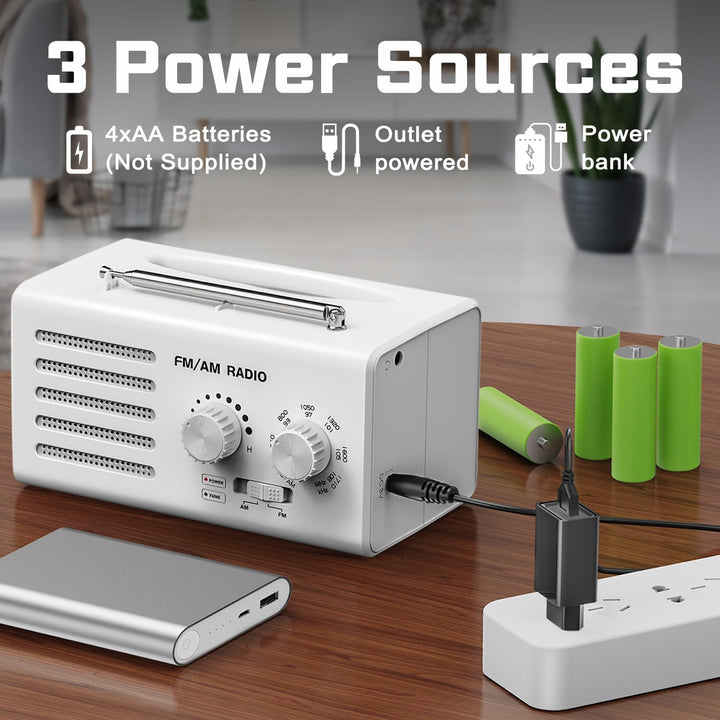 Tragbares Radio Batteriebetrieben FM/AM/UKW, Transistorradio unterstützt USB-Stromversorgung/Batteri
