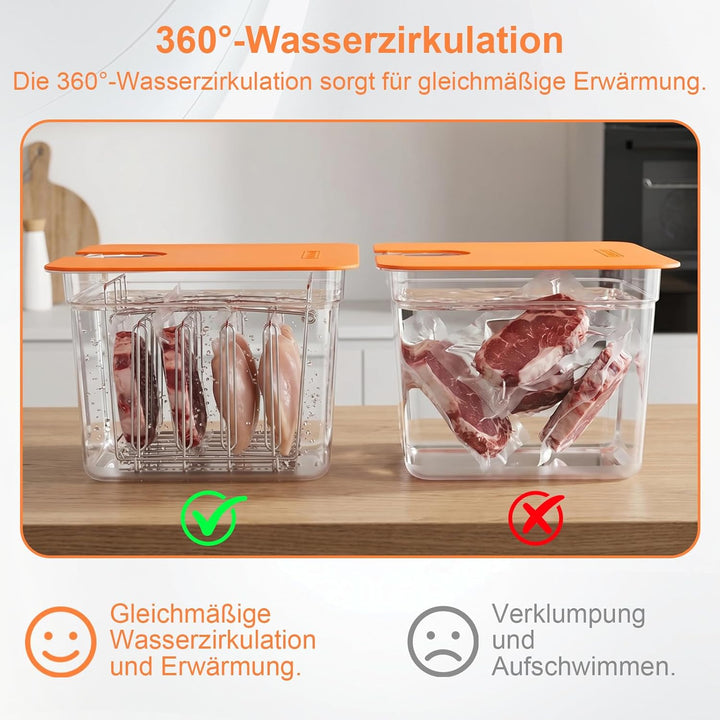 Sous Vide Behälter 12L, Sous Vide Container Deckel, Thermohülle und Rack für Meisten Sous Vide Garer