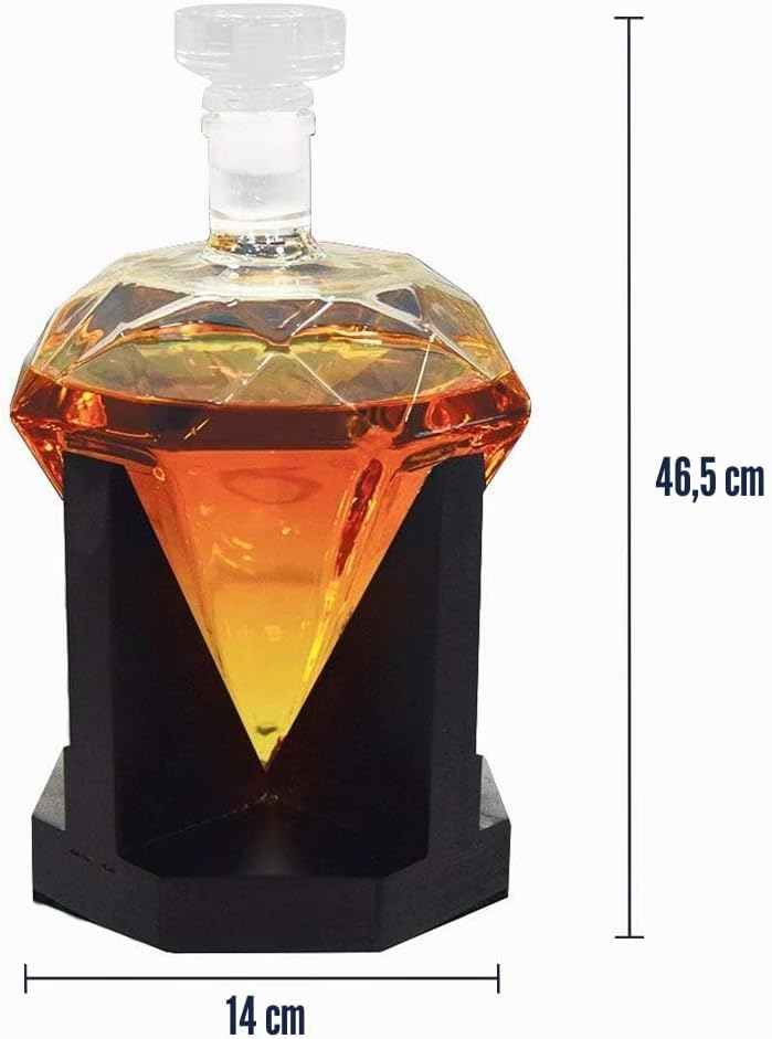 mikamax - Diamant Dekanter - Whiskey Dekanter Set - Diamantkaraffe - 850ml - inkl. Dekanterständer -