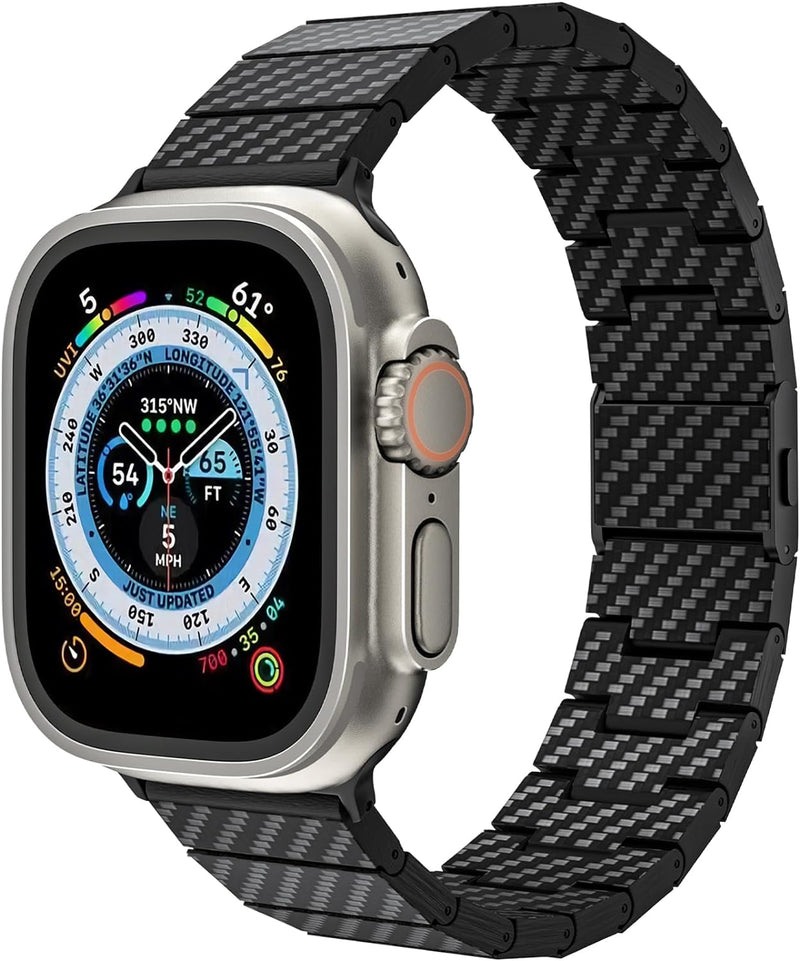 LULULOOK Carbon Armband für Apple Watch Ultra 2/Ultra 49mm 45mm 44mm 42mm, 100% Rein Kohlefaser Ersa