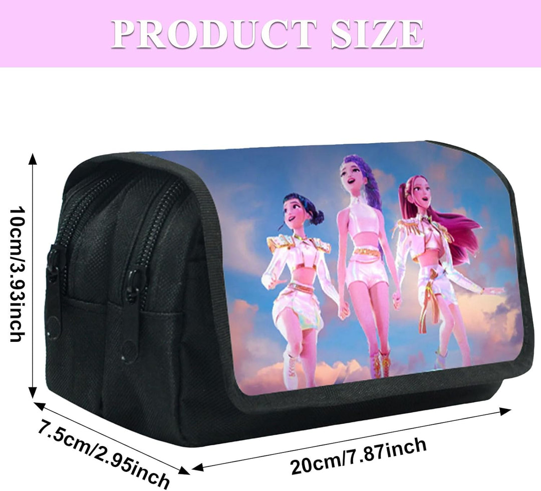 Kp Demo Hunte Schlampermäppchen mit Cartoon Design, Doppel-Reissverschluss, für Teenager Studenten B