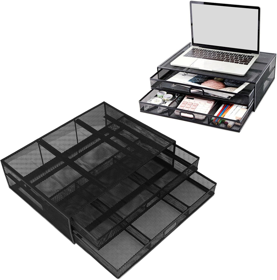Monitorständer, Metallgitter Laptop Regal, Ergonomische Monitor Ständer mit Abnehmbarer Schublade Gr