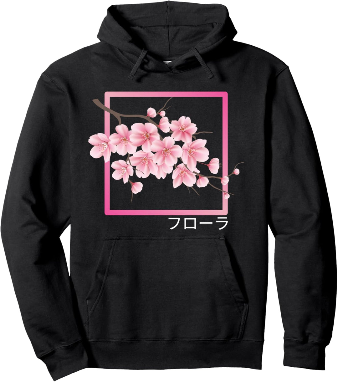 Japan inspiriertes Blumen Design Vaporwave Japanese Style Pullover Hoodie