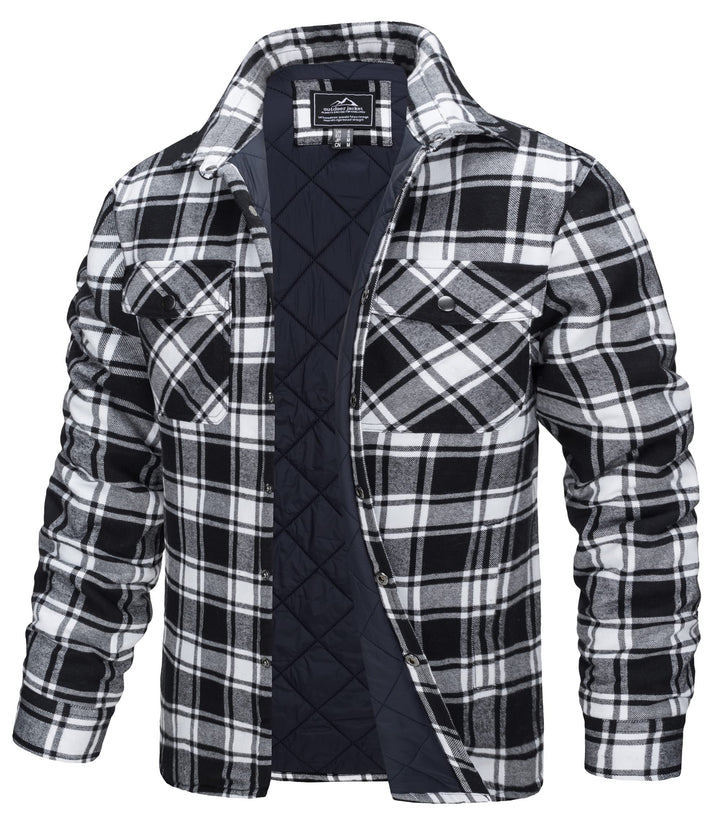 TACVASEN Herren Karierte Hemdjacke Flanellhemd Holzfällerhemd Thermohemd Jacke 3XL Schwarz, 3XL Schw