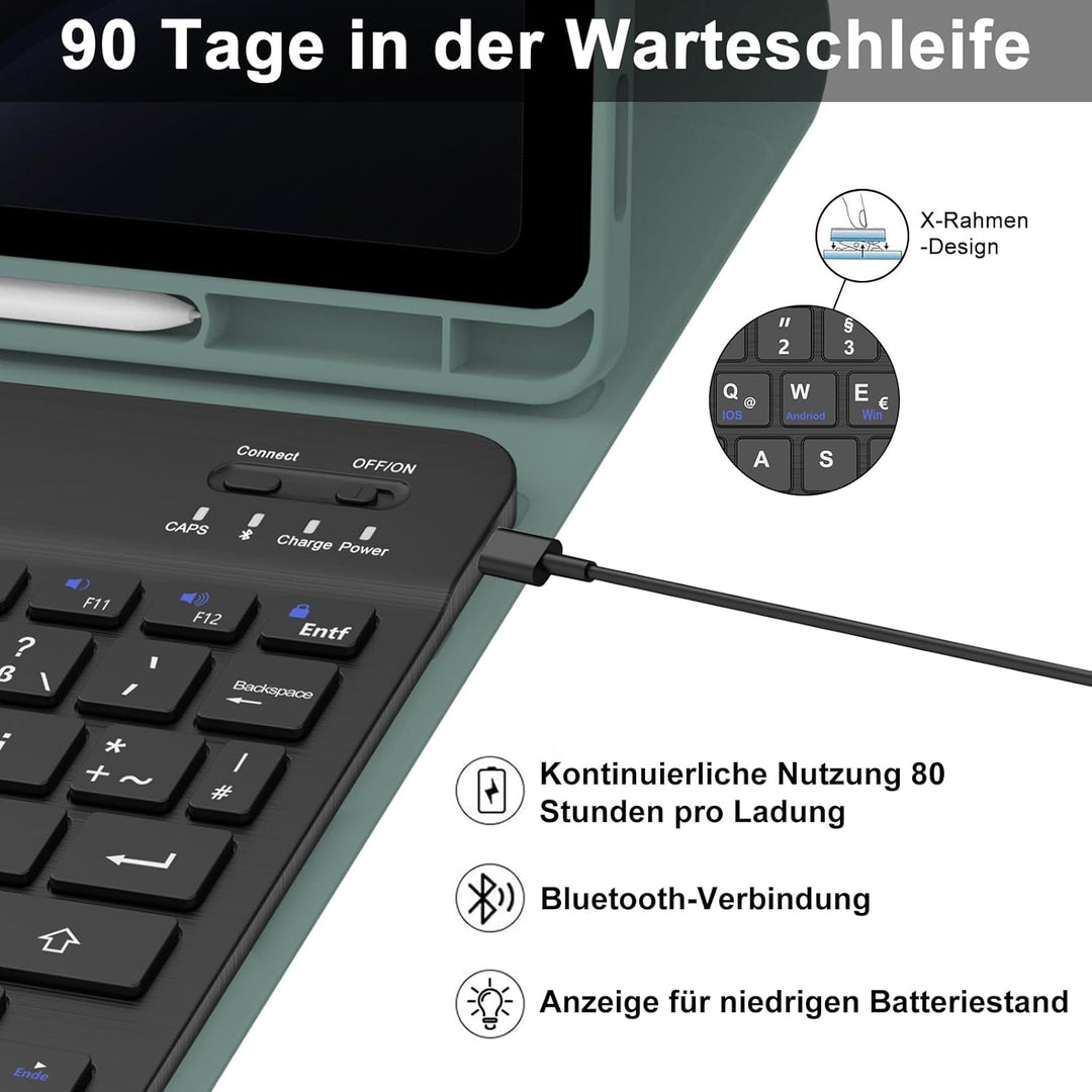 IVEOPPE Tastatur für Samsung Galaxy Tab S9FE/S10FE 10.9", Hülle Tastatur Galaxy Tab S9/S10FE 2025, M