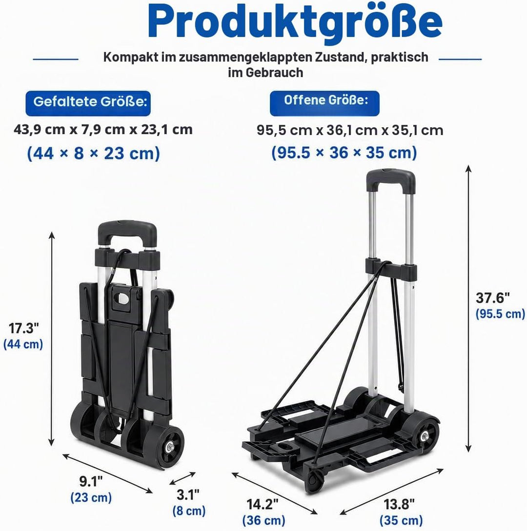 Transportwagen klappbar,Sackkarre Klappbar/Alu-Sackkarre/Trolly Dolly Faltbarer Trolley Handkarre Ge