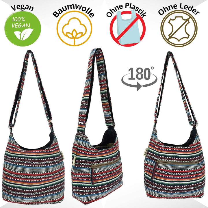 Sunsa Damen Umhängetasche. Hobo Tasche aus gewebter Baumwolle mit verstellbare Henkel. Crossbody Sch