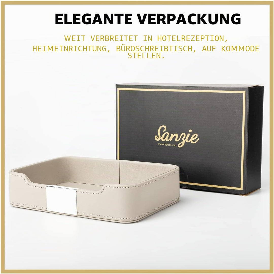SANZIE Luxuriöses Leder-Tablett, Schreibtisch-Aufbewahrung, Catchall-Organizer, dekoratives Tablett