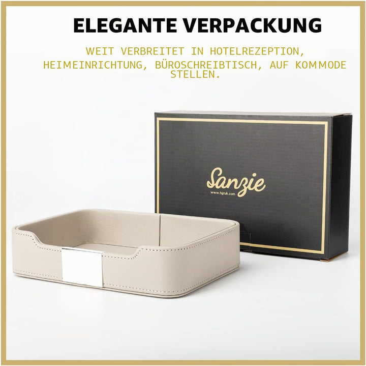 SANZIE Luxuriöses Leder-Tablett, Schreibtisch-Aufbewahrung, Catchall-Organizer, dekoratives Tablett