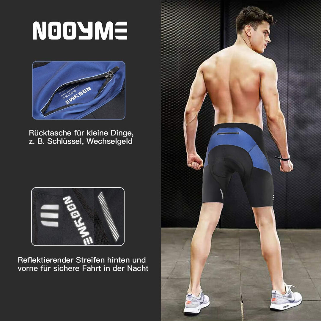 NOOYME Radlerhose Herren Fahrradhose Herren gepolstert 4D Elastische Radlerhose Herren mit Sitzpolst