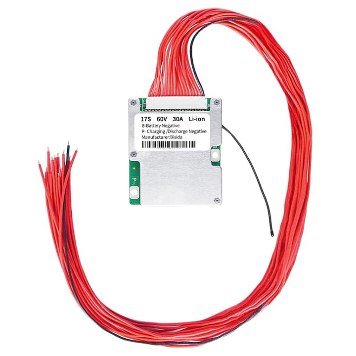 BMS 17S 60V 30A Lithium-PCB-Schutzplatine mit Balancerleitung und NTC, gemeinsamem Anschluss, zehn S