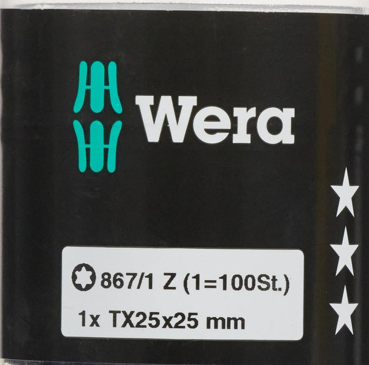 Wera 05072449001 867/1 Z TORX® DIY Bits, TX 25 x 25 mm, 100-teilig, TX 25 x 25