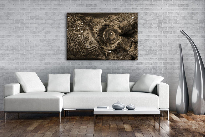 deyoli religiöse Körperbemalung Format: 80x60 Effekt: Sepia als Leinwand, Motiv fertig gerahmt auf E