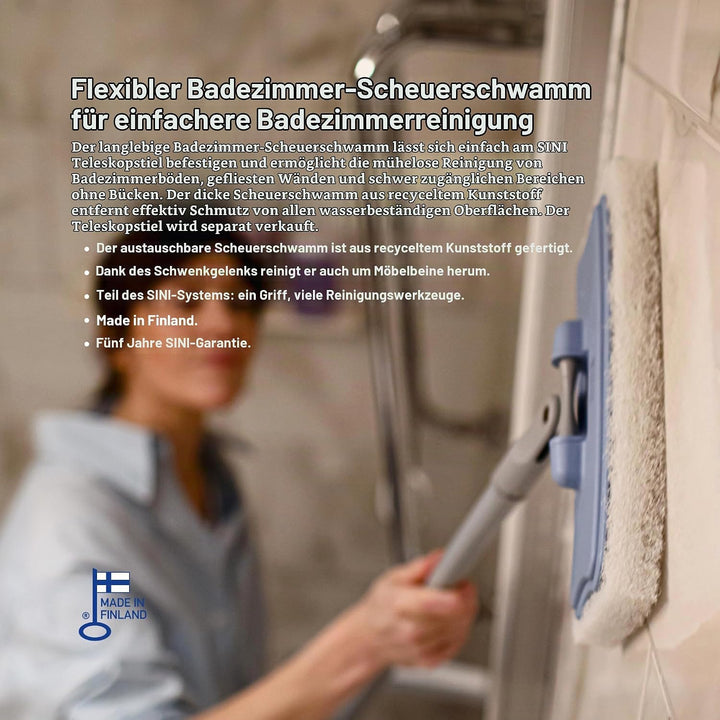 SINI Bad‑Scheuerschwamm | Click‑in, Badezimmer‑Reinigungsgerät, Austauschbarem Scheuerschwamm, Böden