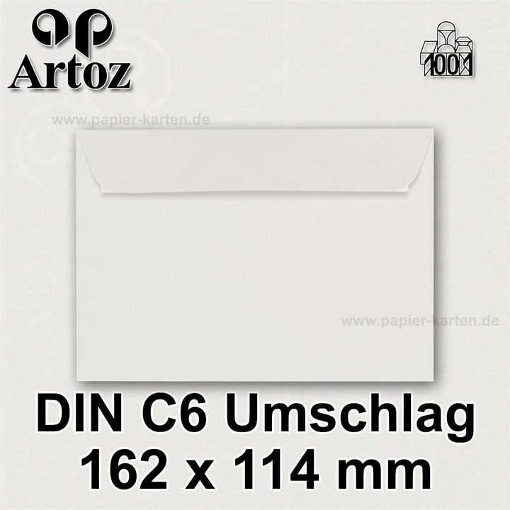 ARTOZ 100x Briefumschläge DIN C6 Ivory Elfenbein (Creme) - 16,2 x 11,4 cm - haftklebend - gerippte K
