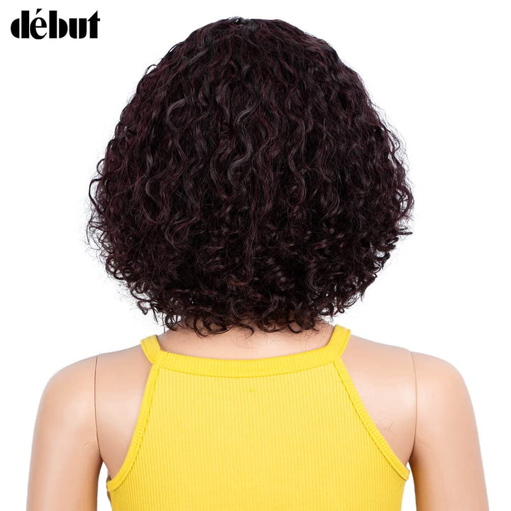 DÉBUT kurze lockige Perücke Ombre Perücke mit Pony Curl Fringe menschenähnliche perücke für Frauen 1