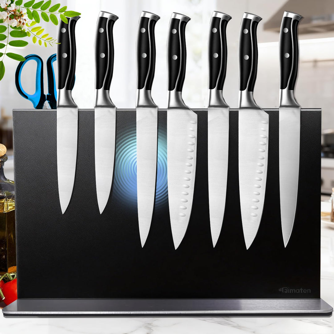 Magnetischer Messerblock ohne Messer - Schwarz Stark Magnetisch & Doppelseitig Messerblock aus Edels