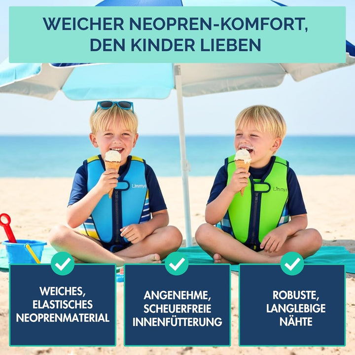 Limmys Premium Schwimmweste Kinder - Schwimmhilfe für Kinder und Kleinkinder – Moderne Kinder Schwim