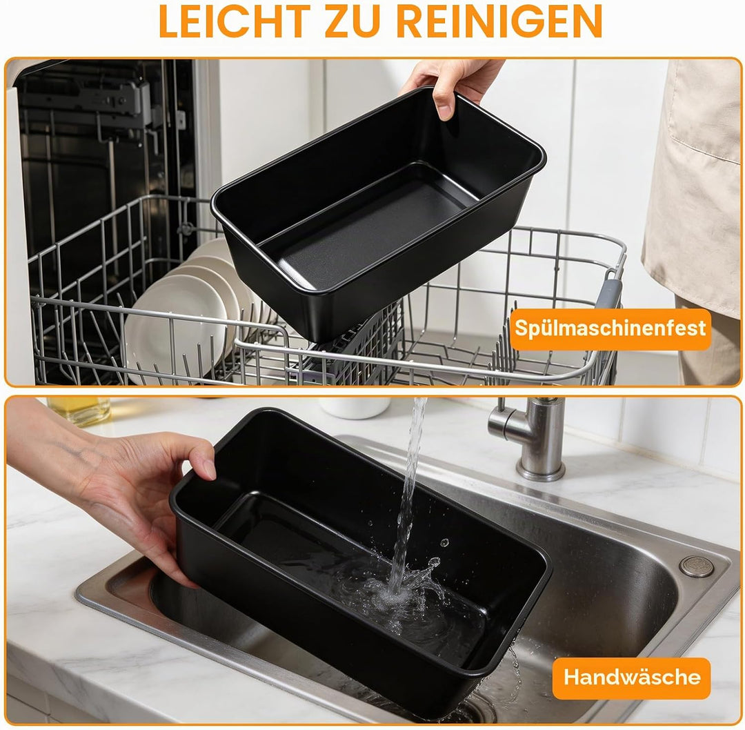 Kastenform Brotbackform Kohlenstoffstahl, Antihaft Backform mit Ablaufrost, Rechteckige Toastbrotfor