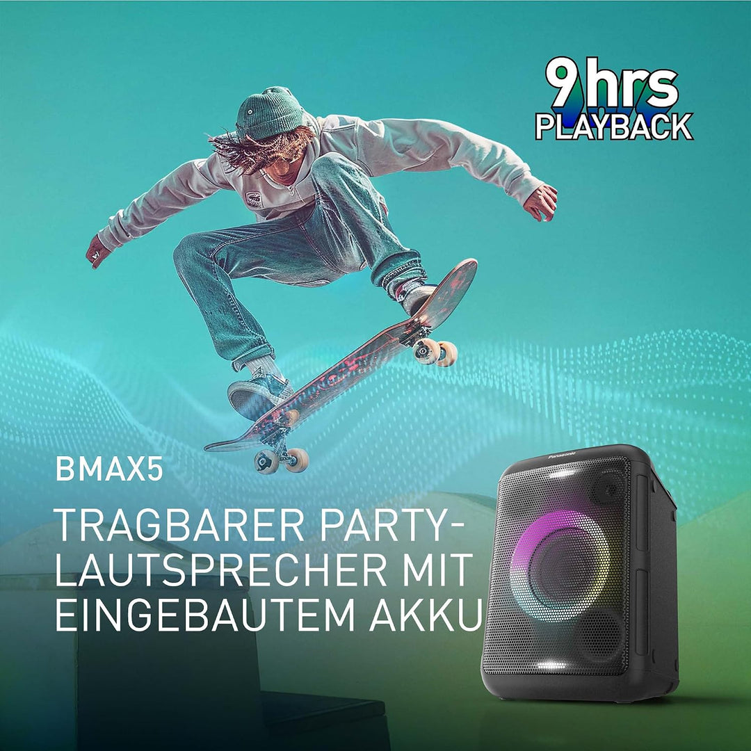 Panasonic SC-BMAX5E-K Tragbarer Party-Lautsprecher mit Bluetooth, integrierter Beleuchtung, 75 W, US