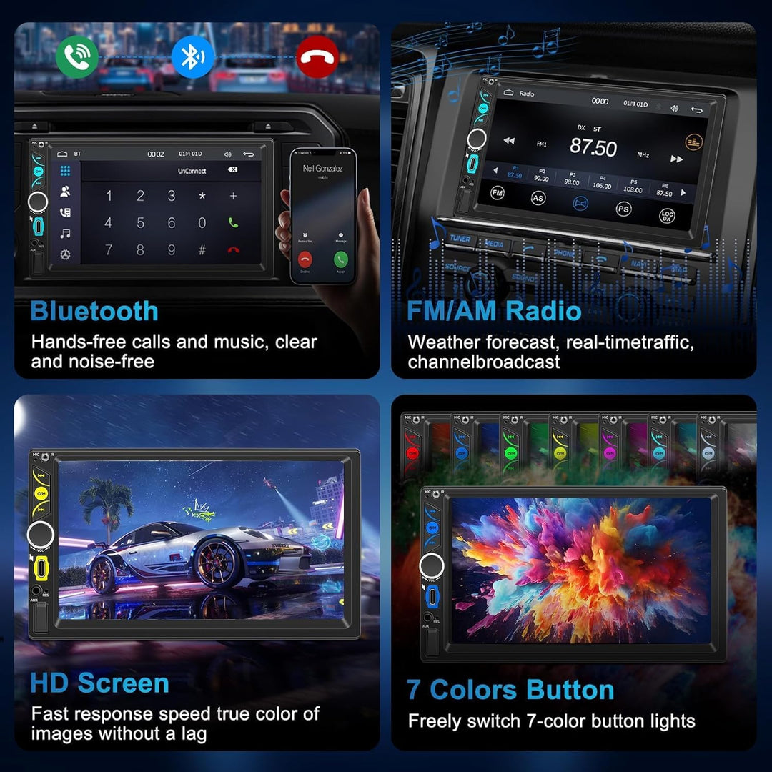 2 DIN 7 Zoll Auto Radio,Wired Apple CarPlay&Android Auto,Bluetooth Autoradio mit Bildschirm,Sprachst