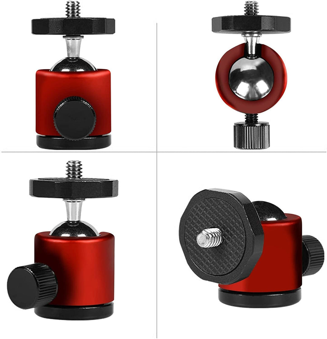 2 Stück Mini Kugelkopf Stativkopf mit 1/4 Hot Shoe Mount Adapter, Metall stativ kugelkopf 1/4'' auf