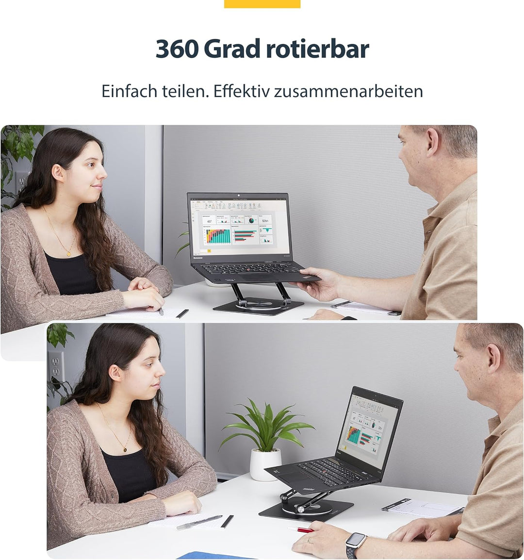 [StarTech. com Drehbarer Laptop-Ständer, um 360 Grad drehbar, ergonomische Schreibtischerhöhung für