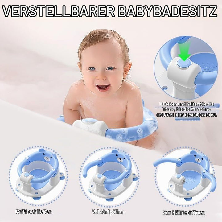 Badewannensitz Baby ab 6 Monate, Bär Rutschfester Badesitz Baby mit 4 Saugnäpfen und Kissen für Klei