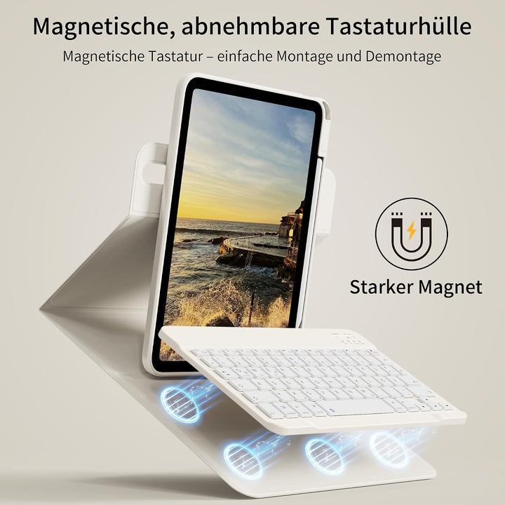 Hülle mit Tastatur für iPad 11 Generation (A16) 11 Zoll 2025/10 Generation 10.9 Zoll 2022, 360°-Dreh