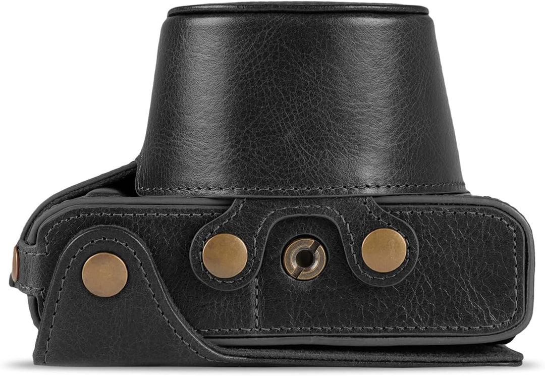 MegaGear Ever Ready Echtleder-Kameratasche kompatibel mit Nikon Z fc (16-50 mm) (Black), MG2010, Sch