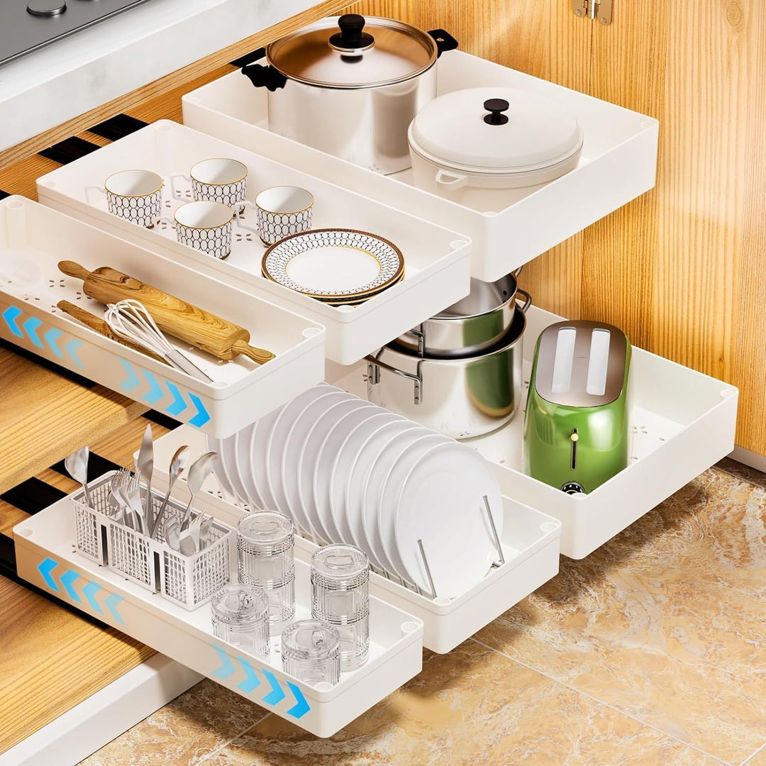 3 Grössen Ausziehbare Schublade Küche Teleskopschublade, Schubladen Organizer Küche Schrank Organize