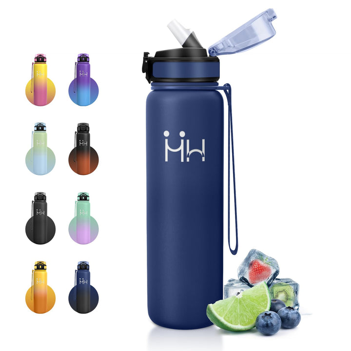 Thermosflasche 1L, Thermosflasche mit Strohhalm, Trinkflasche Kohlensäure Geeignet, Vakuum Edelstahl