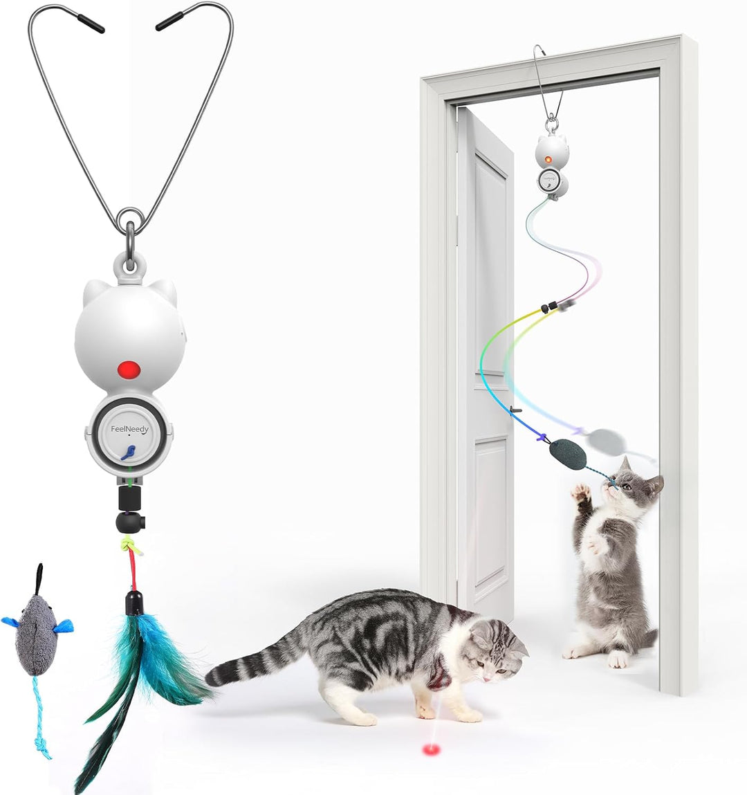 FEELNEEDY Katzenspielzeug Elektrisch mit LED Red Light Spielzeug für Katzen, Cat Toy Hängendes Autom