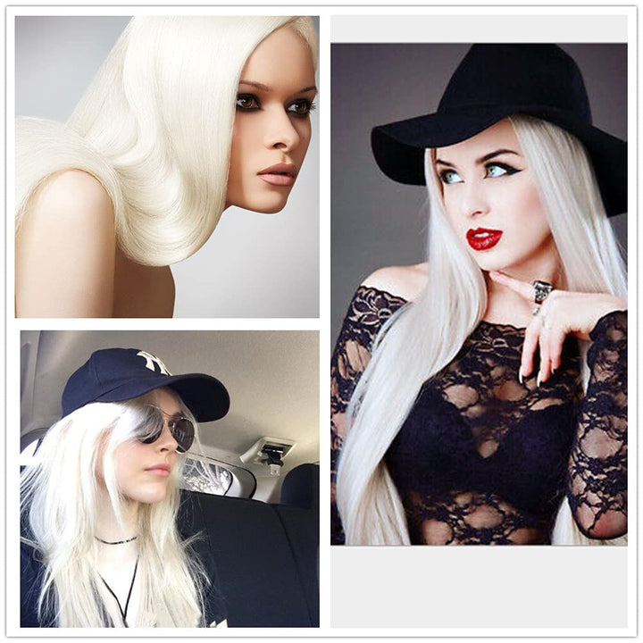 60# Blonde Lace Front Perücke Lange Gerade 13x4 Lace Hitzebeständige Synthetik für Tägliche Cosplay