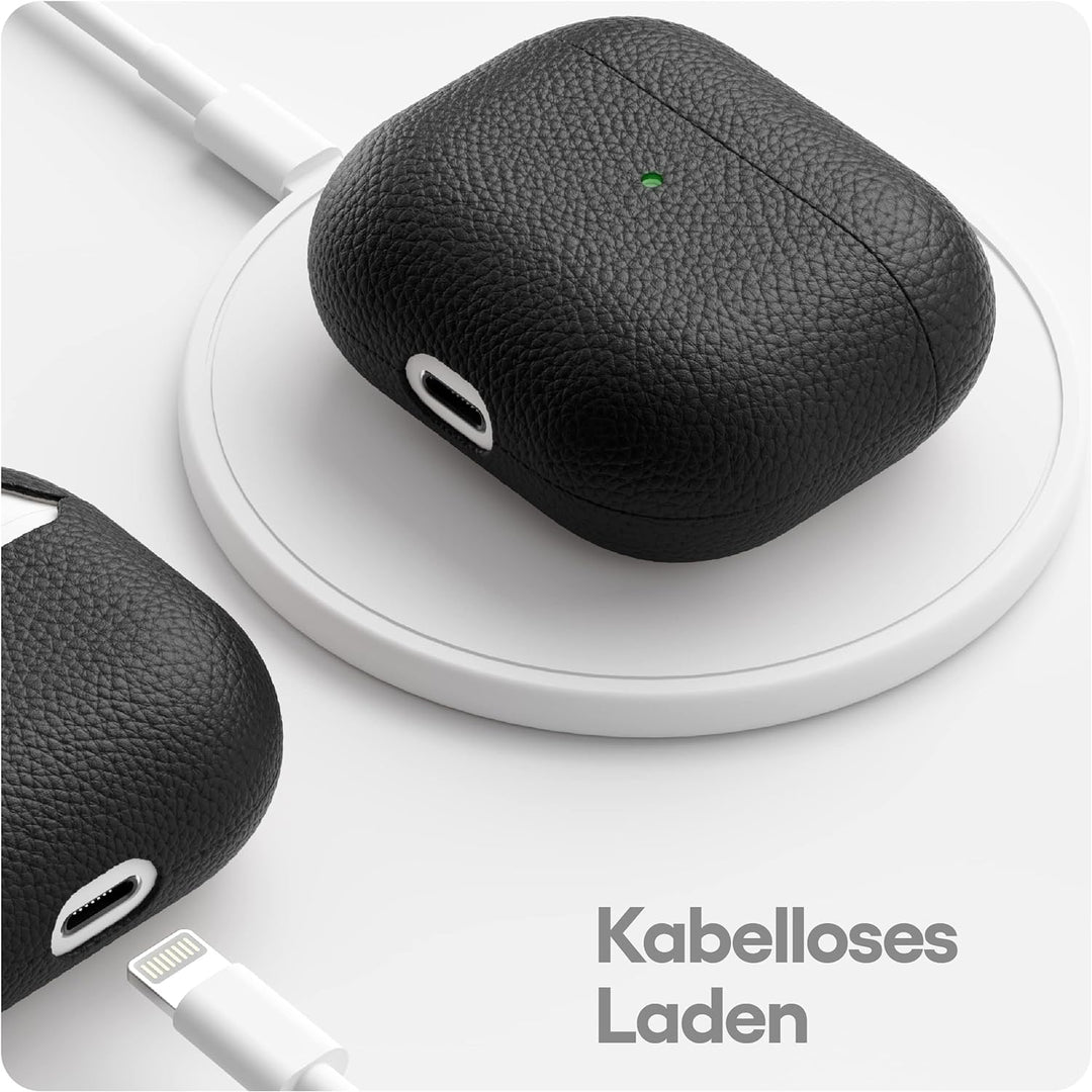 KeyBudz Artisan Leder Schutzhülle für Apple AirPods 3 Case, Etui, Ledertasche Echtleder, Kopfhörer O