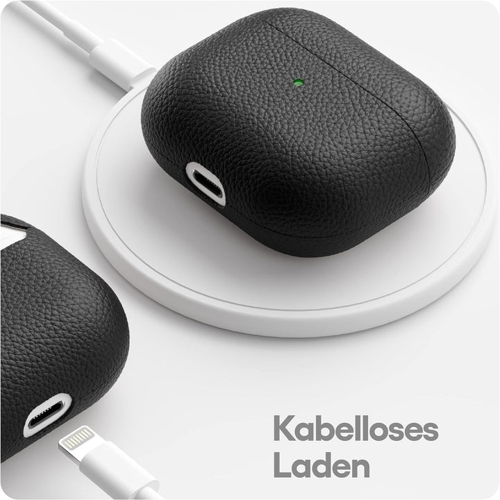 KeyBudz Artisan Leder Schutzhülle für Apple AirPods 3 Case, Etui, Ledertasche Echtleder, Kopfhörer O