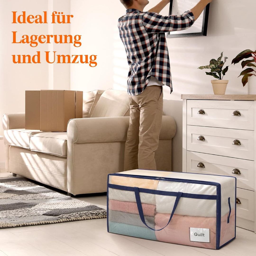 Lifewit 110L Aufbewahrungstasche mit Verstärkten Griffen, 4 Stück Umzugstaschen, Grosse Tasche mit R