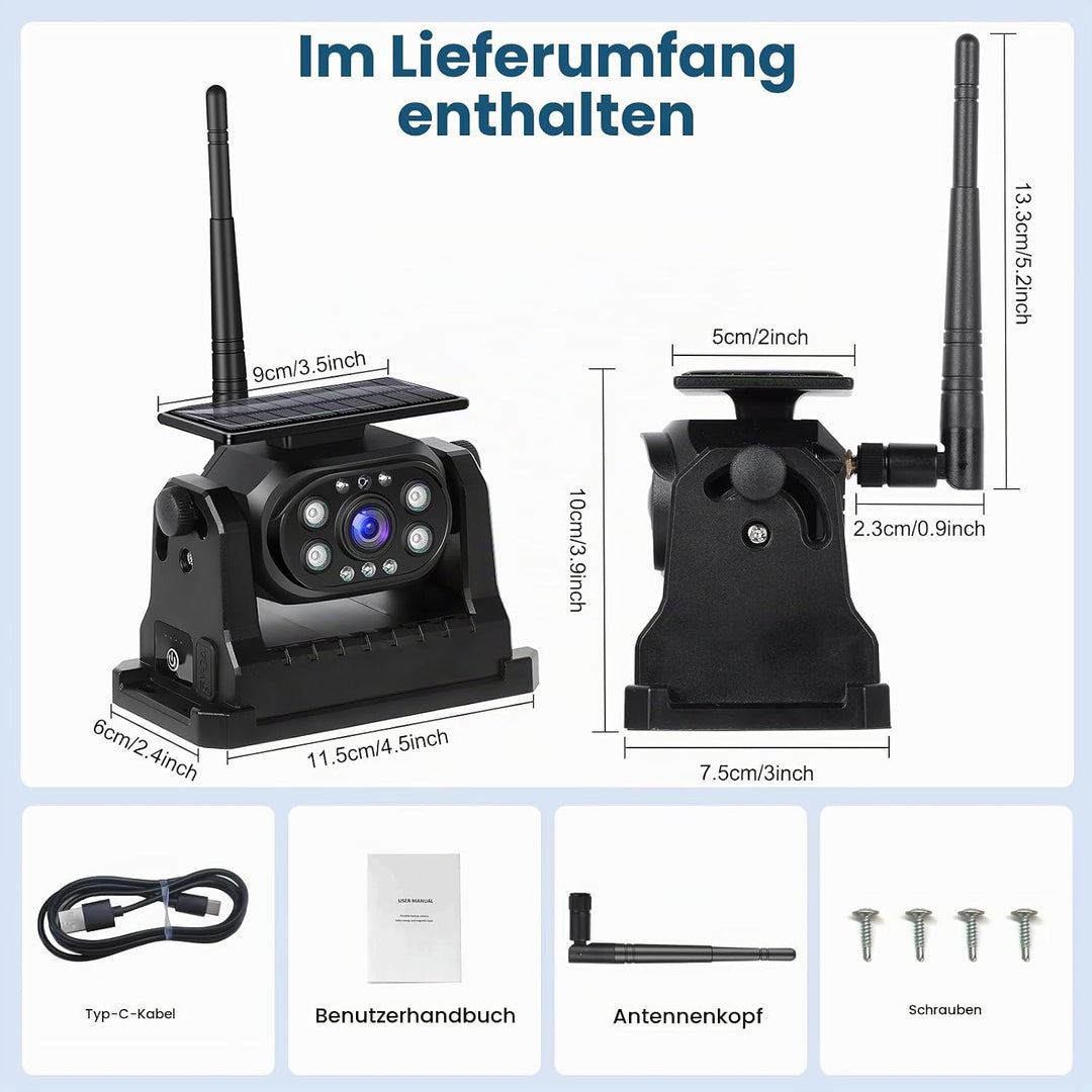 Hodozzy Kabellose Rückfahrkamera Solar Stabiles WiFi, 1080P Rückfahrkamera Auto mit Wasserdicht, Sol